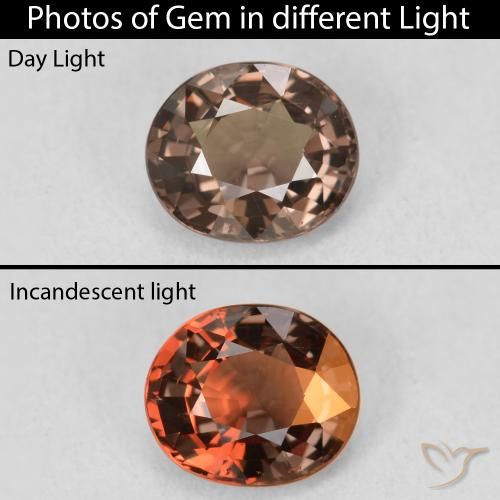 1.35ct 天然 中褐色 变色石榴石, 椭圆形, VVS