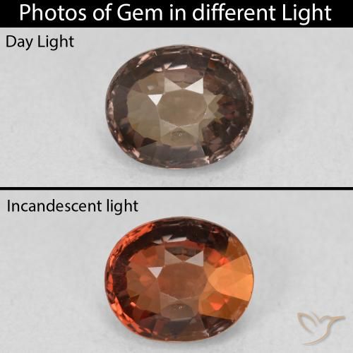 1.39ct 天然 中褐色 变色石榴石, 椭圆形, VVS