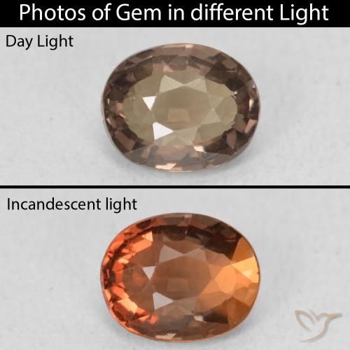 1.03ct 天然 中褐色 变色石榴石, 椭圆形, VVS