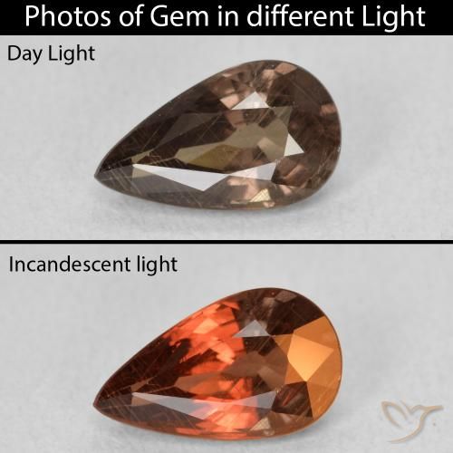 1.41ct 天然 暗棕色 变色石榴石, 梨形, VS