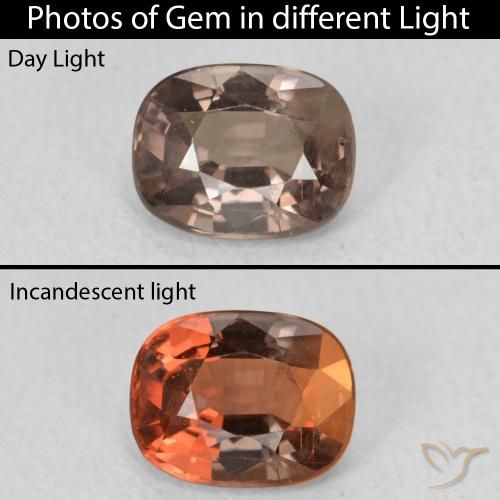 1.13ct 天然 中浅棕色 变色石榴石, 软垫, VS