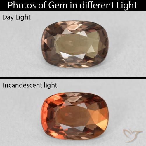 0.97ct 天然 中浅棕色 变色石榴石, 软垫, VS