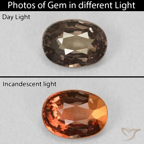 0.96ct 天然 山核桃棕 变色石榴石, 椭圆形, VVS
