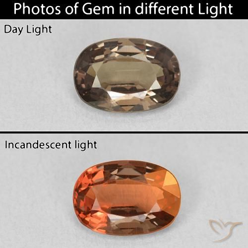 1.07ct 天然 中浅棕色 变色石榴石, 椭圆形, VVS-VS