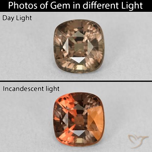 1.13ct 天然 中浅棕色 变色石榴石, 软垫, VVS-VS