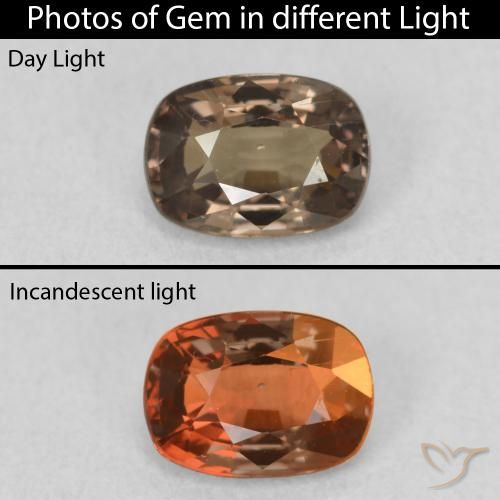 0.97ct 天然 中浅棕色 变色石榴石, 软垫, VS