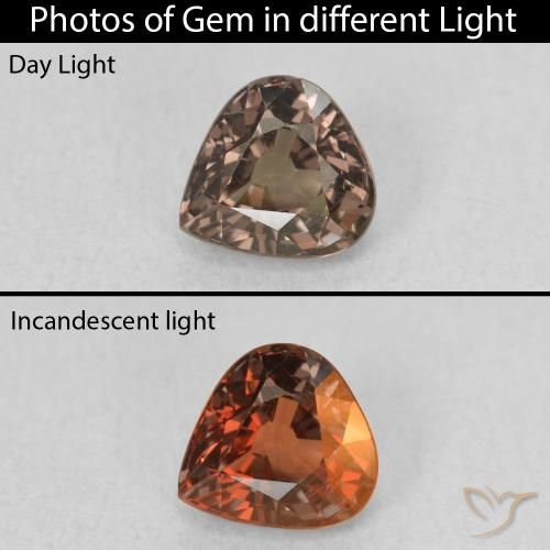 1.00ct 天然 中浅棕色 变色石榴石, 梨形, VS