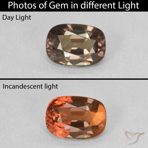 1.52ct 天然 中浅棕色 变色石榴石, 软垫, VS