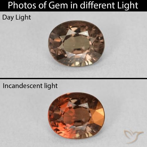 1.16ct 天然 中浅棕色 变色石榴石, 椭圆形, VS
