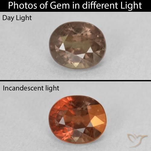 1.21ct 天然 中浅棕色 变色石榴石, 椭圆形, VS