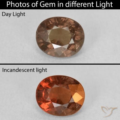 1.53ct 天然 中浅棕色 变色石榴石, 椭圆形, VS