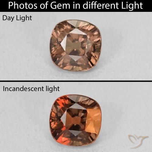 1.28ct 天然 暗棕色 变色石榴石, 软垫, VS
