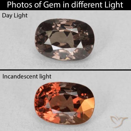 1.05ct 天然 暗棕色 变色石榴石, 软垫, VS
