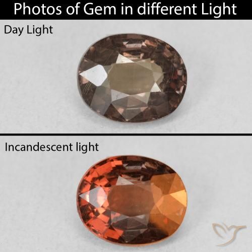 1.28ct 天然 暗棕色 变色石榴石, 椭圆形, VS