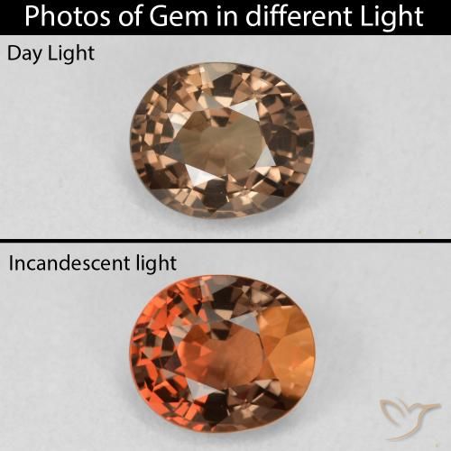 1.08ct 天然 暗棕色 变色石榴石, 椭圆形, VVS-VS
