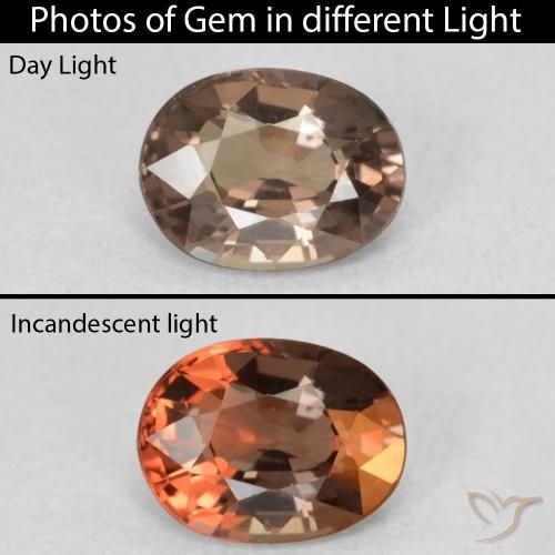 1.13ct 天然 暗棕色 变色石榴石, 椭圆形, VVS-VS