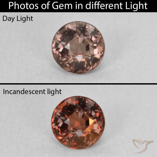 1.15ct 天然 中浅棕色 变色石榴石, 圆形的, VS