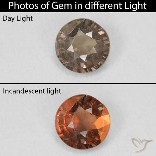 0.79ct 天然 暖棕 变色石榴石, 圆形的, VS