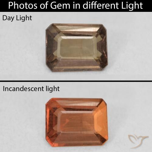 0.91ct 天然 暗棕色 变色石榴石, 祖母绿式切割, VS