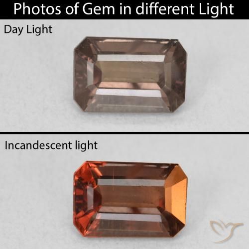1.24ct 天然 中浅棕色 变色石榴石, 祖母绿式切割, VVS-VS