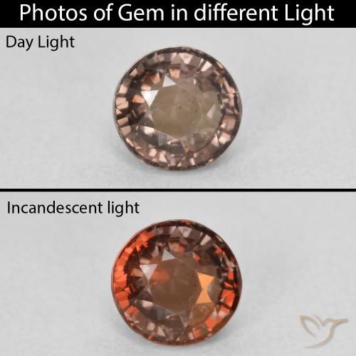 1.11ct 天然 暗棕色 变色石榴石, 圆形的, VS