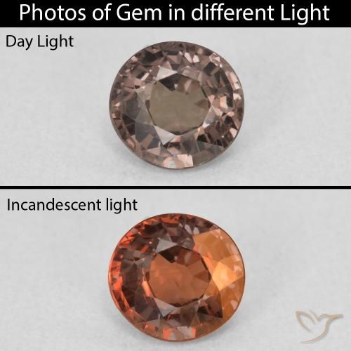 0.99ct 天然 山核桃棕 变色石榴石, 圆形的, VS
