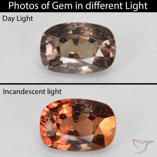 1.39ct 天然 暗棕色 变色石榴石, 软垫, VS