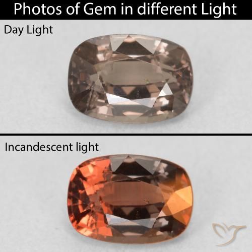 1.04ct 天然 中浅棕色 变色石榴石, 软垫, VS
