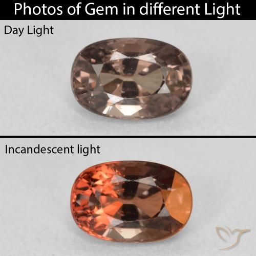 1.24ct 天然 中浅棕色 变色石榴石, 软垫, VS