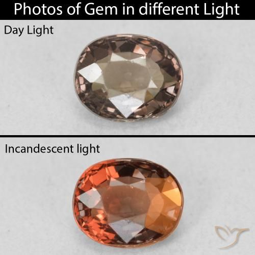 0.96ct 天然 山核桃棕 变色石榴石, 椭圆形, VVS