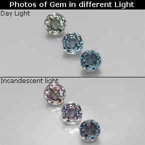 克拉天然变色蓝宝石，圆形切割，VVS-VS