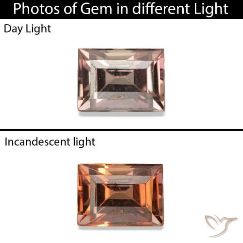 0.30ct 中浅棕色 变色蓝宝石 宝石, 狭长方形, VVS