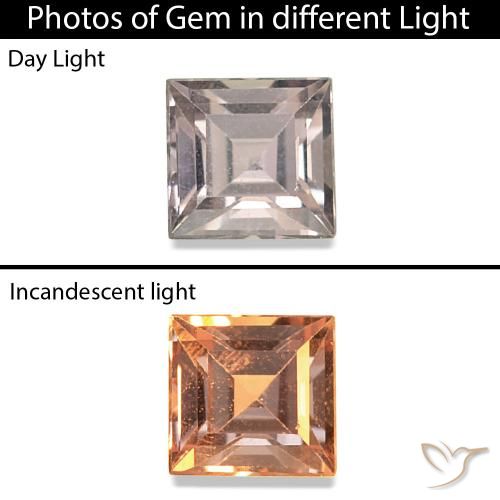 0.16ct Warm Reddish Grey 变色蓝宝石, 正方形, VVS