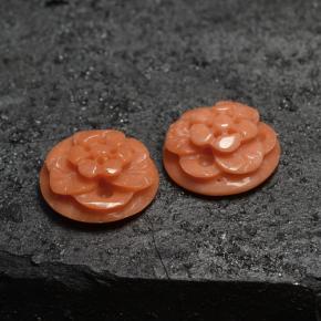 5.05天然粉色珊瑚，花形切工，9.9×4.6毫米，不透明