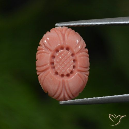 4.07ct 天然 覆盆子粉 珊瑚, 花形切割, 不透明