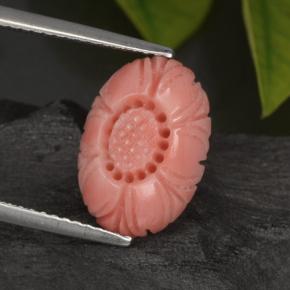 3.29克拉天然粉色珊瑚，花形切工，13.6×9.8毫米，不透明