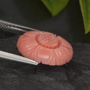 3.29克拉天然粉色珊瑚，花形切工，13.6×9.8毫米，不透明