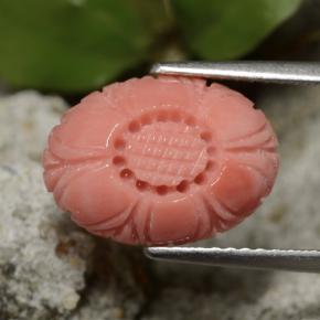 3.67克拉天然红色珊瑚，花形切工，13.6×9.8毫米，不透明