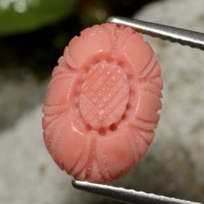 3.10克拉天然红色珊瑚，花形切工，13.3×9.6毫米，不透明