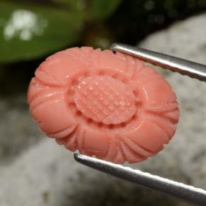 3.10克拉天然红色珊瑚，花形切工，13.3×9.6毫米，不透明