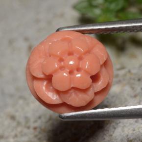 4.01克拉天然粉色珊瑚，花形切工，10.5×6.5毫米，不透明