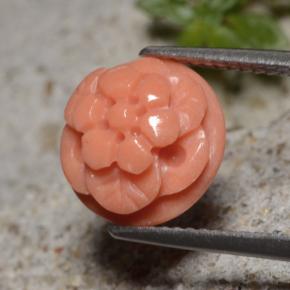 4.01克拉天然粉色珊瑚，花形切工，10.5×6.5毫米，不透明
