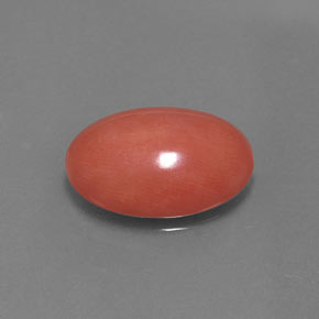 5.26克拉天然粉色珊瑚，椭圆形切割，14.9×11毫米，不透明