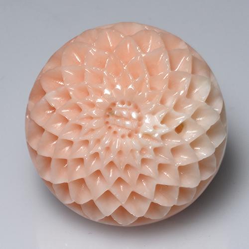 34.14克拉天然粉色珊瑚，花形切工，21.7×21.4毫米，不透明