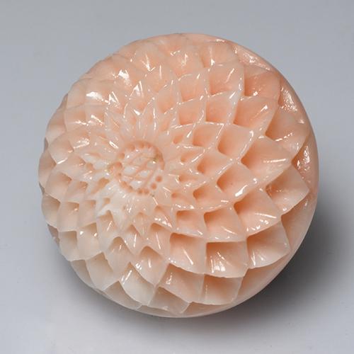 34.14克拉天然粉色珊瑚，花形切工，21.7×21.4毫米，不透明