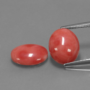 克拉天然珊瑚，椭圆形切割，不透明