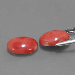 克拉天然珊瑚，椭圆形切割，不透明