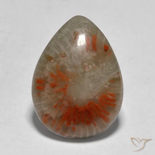5.31ct 天然 彩色 珊瑚, 梨形, 半透明, Photo A