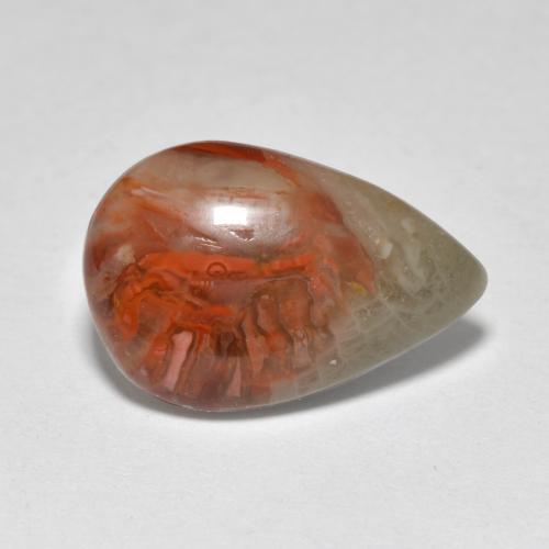 4.44克拉天然多色珊瑚，梨形，14.9×10毫米，半透明