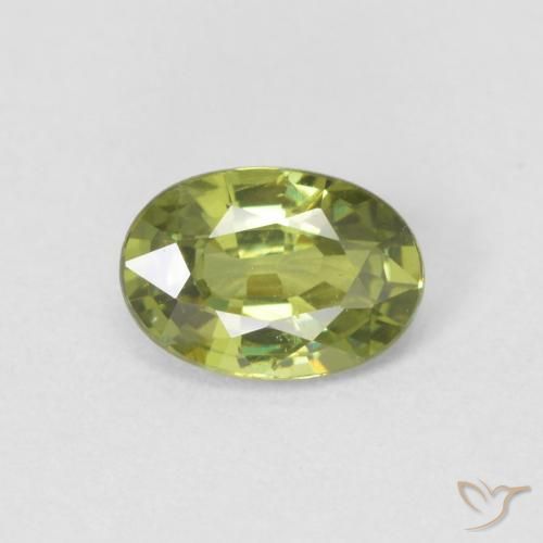 0.60ct 天然 Medium Light Green 钙铁榴石, 椭圆形, VS